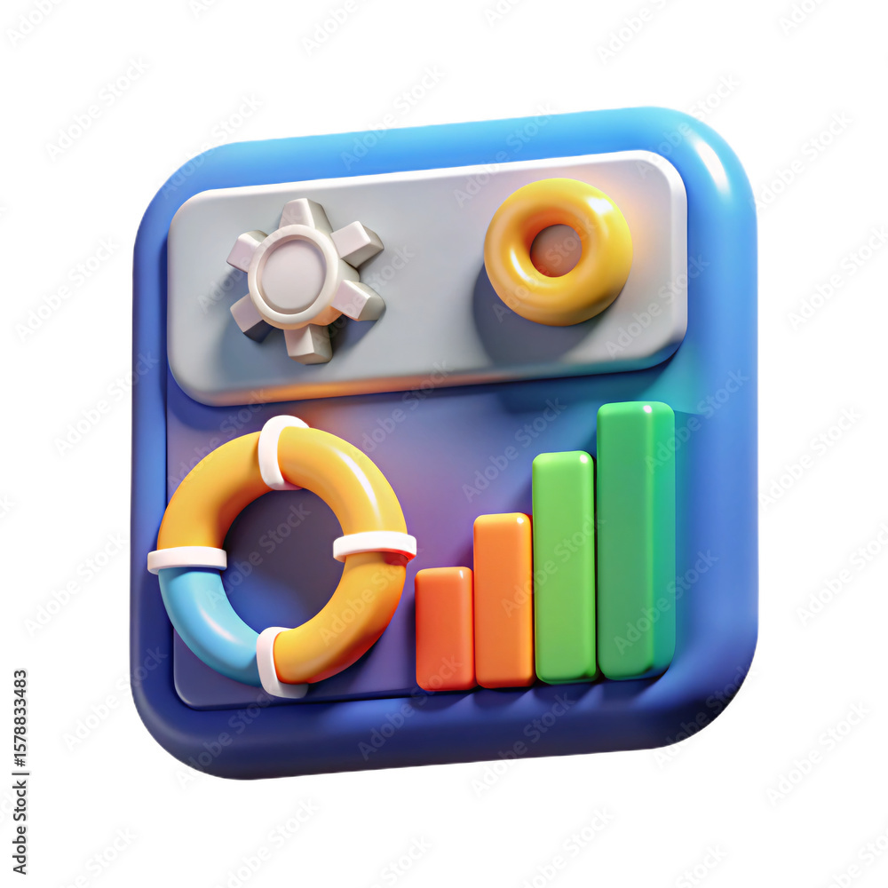 Poster 3d data analysis and chart icon with transparent background for business intelligence and reporting 