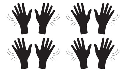 Obraz premium Waving Hand Icons Set Black Silhouette Hand Gesture Vector Collection