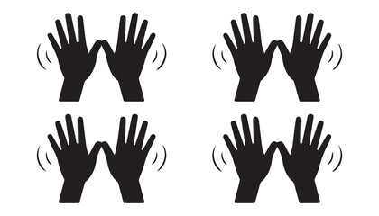 Double Waving Hands Icons Black High Five Gesture Vector Set