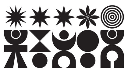 Geometric Black Icons Bold Abstract Shapes Collection for Modern Design