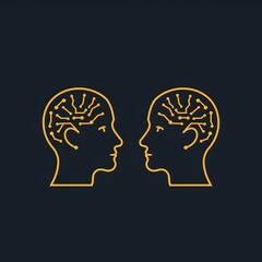 puzzle piece icon connecting human and ai heads, symbolizing cognitive collaboration, agentic workforce strategy, macro icon image, business tech metaphor