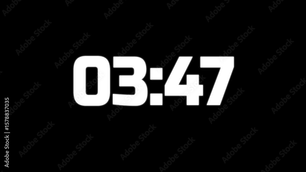 Poster alpha transparent countdown overlay timer 4 minutes to 0 for a workout or gym video black background