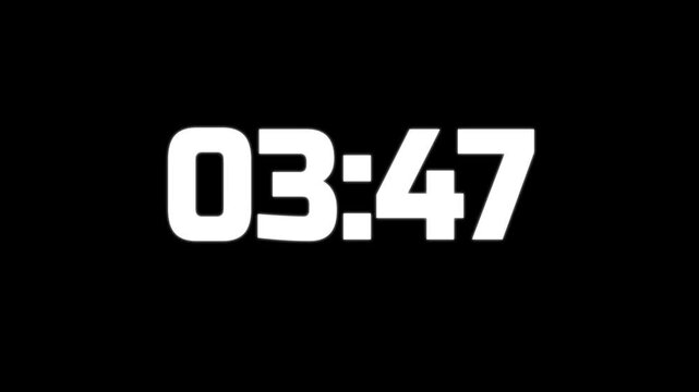 Alpha Transparent countdown overlay timer 4 minutes to 0 for a workout or gym video black background.