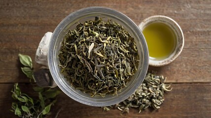 Fototapeta premium Natural Immunity Boosting Tea with Green Tea and Tulsi