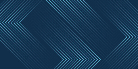 Dark blue abstract background with glowing arrow lines technology futuristic concept. Modern shiny blue geometric lines design. Horizontal banner template suit for cover, header, poster, banner, web