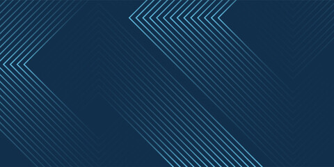 Dark blue abstract background with glowing arrow lines technology futuristic concept. Modern shiny blue geometric lines design. Horizontal banner template suit for cover, header, poster, banner, web