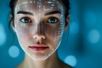 Futuristic Facial Recognition with Light Grid Mapping