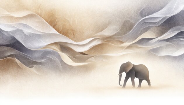 A horizontal illustration for Elephant Day, showing a single elephant standing calmly on a plain background.