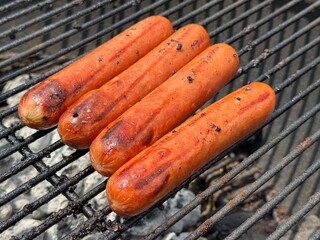 sausages on grill