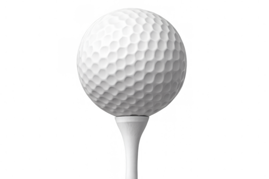 Golf ball positioned on white tee, ready for powerful swing during professional golf tournament preparation