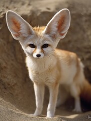 Fennec Fox Displaying Large Ears in a Sandy Desert Habitat During Daylight
