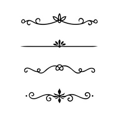 Set of Vintage decorative lines. text dividers. Line border. Lines separators, Borders, Vintage dividers, Underline elements. Divider set vector. Vector illustration.Line dividers.	