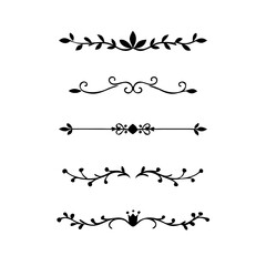 Obraz premium Set of Vintage decorative lines. text dividers. Line border. Lines separators, Borders, Vintage dividers, Underline elements. Divider set vector. Vector illustration.Line dividers. 