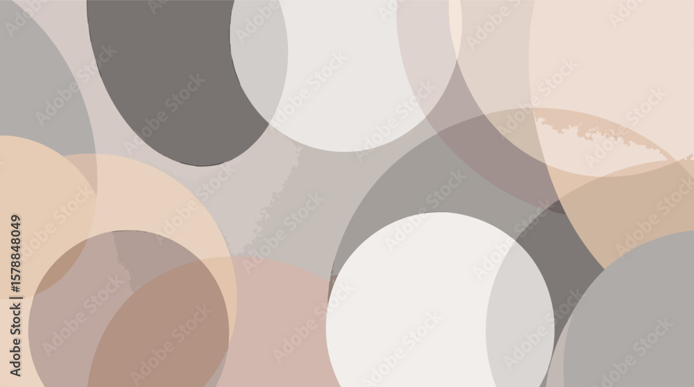 Aufkleber abstract composition with overlapping semi-circles in neutral earthy color palette for backgrounds.