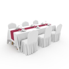 3d render Banquet Table and Chair design element Furniture