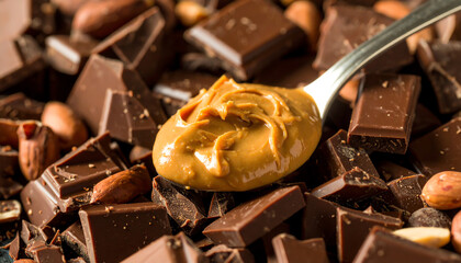 A delicious combination of creamy peanut butter and rich dark chocolate pieces, perfect for sweet cravings.