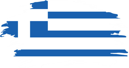 flag of greece with white cross on blue field and nine blue white stripes in brushstroke texture representing heritage