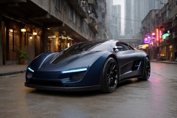 Naklejka premium Futuristic High-Performance Sports Car with Aerodynamic Design