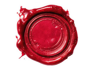Red wax seal stamp isolated on transparent background