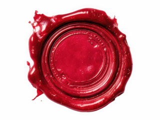 Red wax seal stamp isolated on transparent background