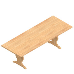 3D rendering illustration of a wooden trestle table