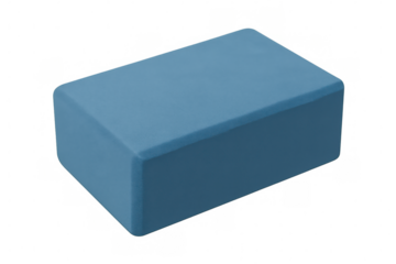 Blue yoga block isolated on transparent background, ideal for fitness, pilates, and supporting various yoga poses