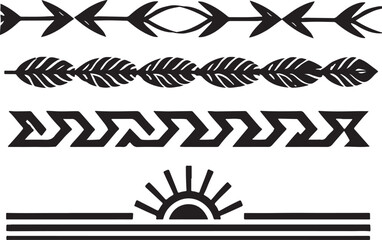 border, design, element, graphic, pattern, tribal, ethnic, ornament, decoration, art, illustration, vector, black, and, white, monochrome, abstract, geometric, line, icon, symbol, sun, sunrise, sunset