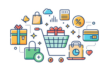 shopping cart icons set