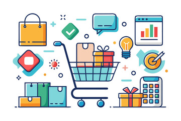 shopping icons set