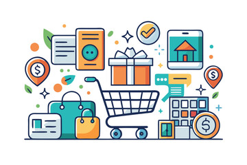 shopping icons set