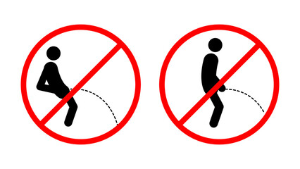 No peeing sign on white background, flat vector illustration.