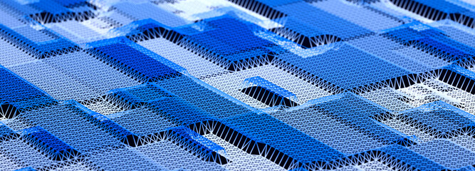 Colored polygonal structure. Beautiful illustration with connected dots and lines. Digital network background. 3D
