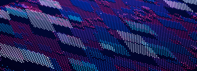 Abstract matrix. Computer code. Dark background of many dots. Big data and cybersecurity. 3d rendering