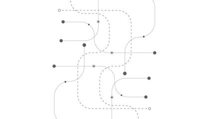 Abstract geometric Circuit connect lines and dots ,vecter ,white background, bending, Abstract background, dots and lines on a white background.