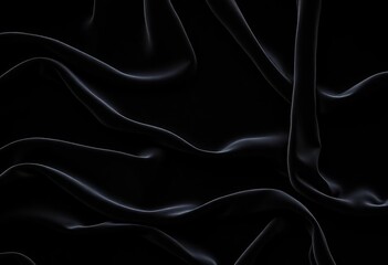 Obraz premium Subtle, dark-grey waves ripple across a black velvet backdrop, creating a soft, abstract texture, sophisticated, graphic