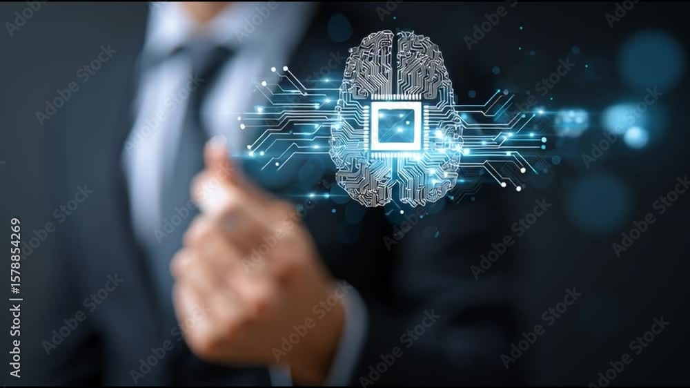 Poster the concept of artificial intelligence and human interaction is visually presented. the image showca