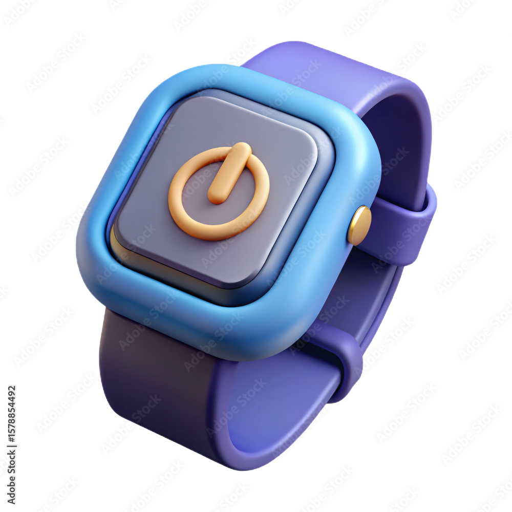 Poster sleek 3d smartwatch with power button display on a transparent background for modern wearable techno