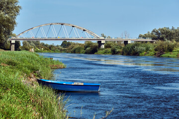 Steel road bridge over the Noteć River in Santok