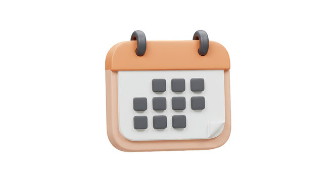 3d Calendar Planning Schedule Reminder on Transparent Background