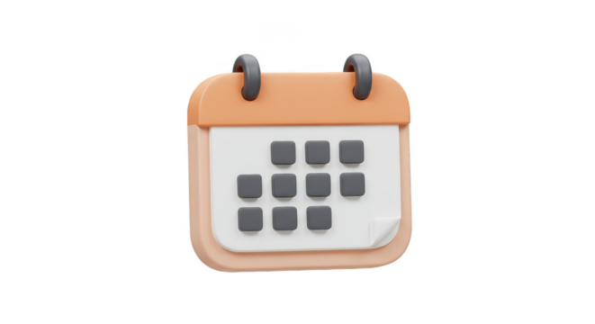 3d Calendar Planning Schedule Reminder on Transparent Background