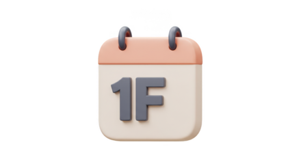 3D Calendar Beige Shows Important Events with Transparent Background