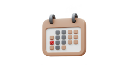 3D Calendar Beige Icon Planning Schedule Organizer Reminder Mockup