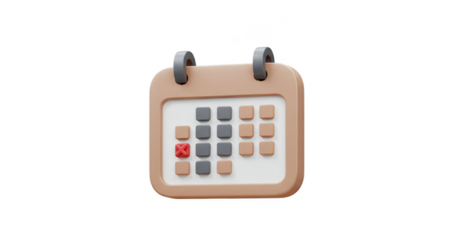 3D Calendar Beige Icon Planning Schedule Organizer Reminder Mockup