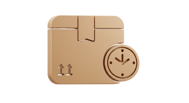 3D Delivery Box Time Shipping Clock Package Fast Service Illustration