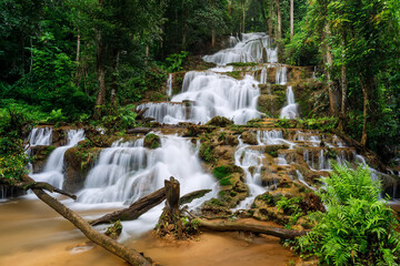 Phacharoen Waterfall Beautiful waterfall in the middle of a tropical forest in Thailand