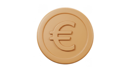 3D Euro Coin Golden Currency Investment Finance Transparent Background