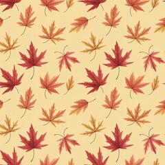 Beautiful pattern of colorful autumn leaves on a light background, perfect for seasonal design projects.