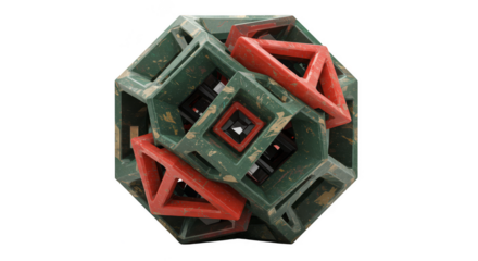 3d Geometric Shape in Green and Red Creative Transparent Background