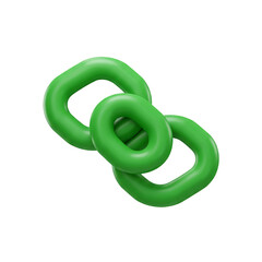 3D Green Linked Chain Connection Internet Symbol on Transparent PNG