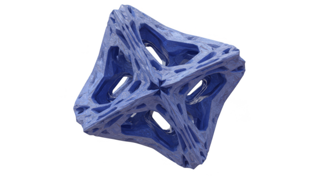 3D Blue Cubic Fractal Shape Geometry Illustration Transparent Background